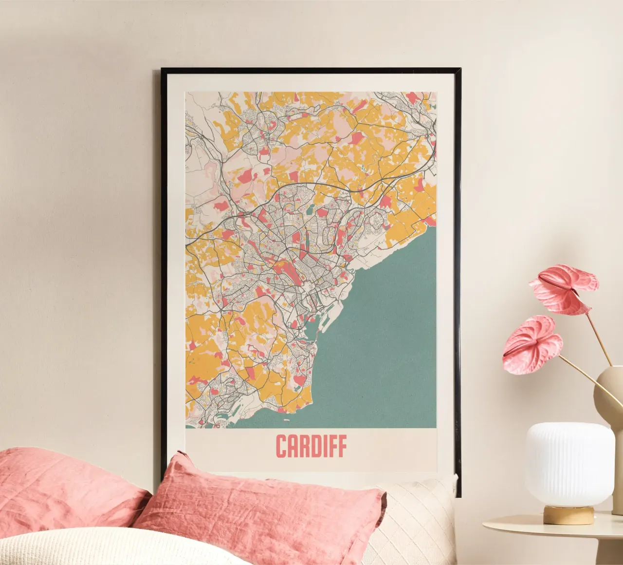 Cardiff City Map - Elegant Art Print | FineArt Print poster by MOOODZART