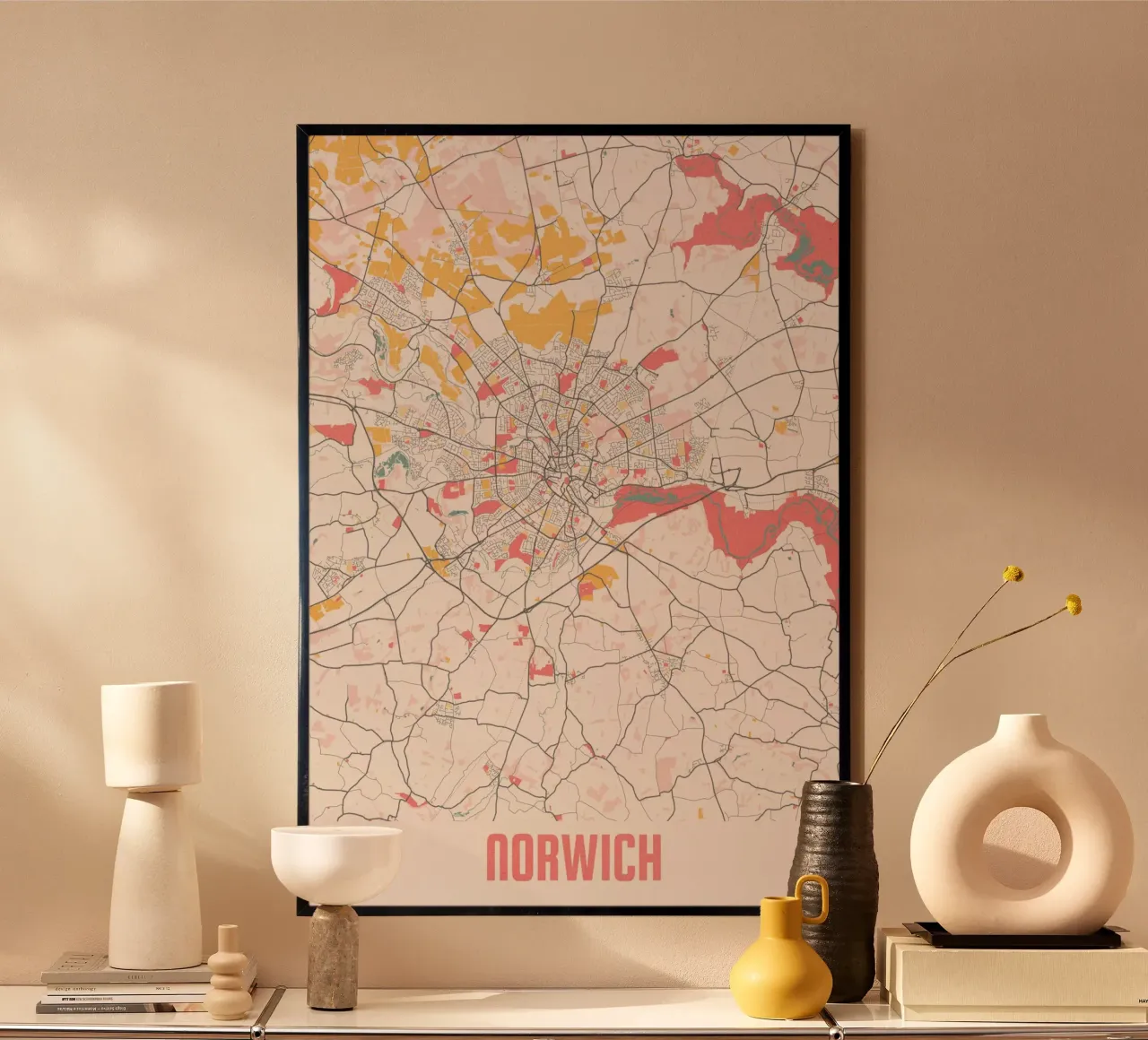 Norwich City Map - Elegant Art Print | FineArt Print poster by MOOODZART