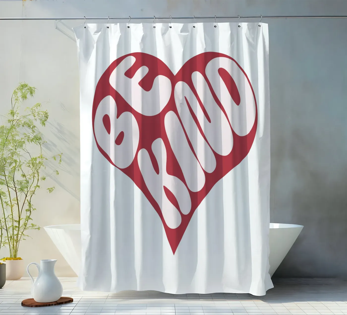 Sei freundlich Duschvorhang von DesignArt