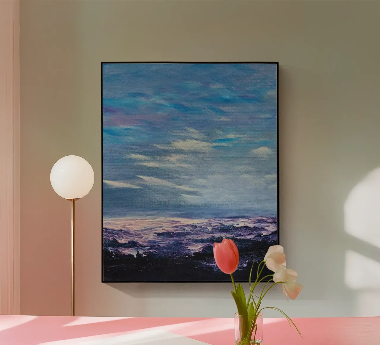 Paarse golven acryl van Bianca Dakli