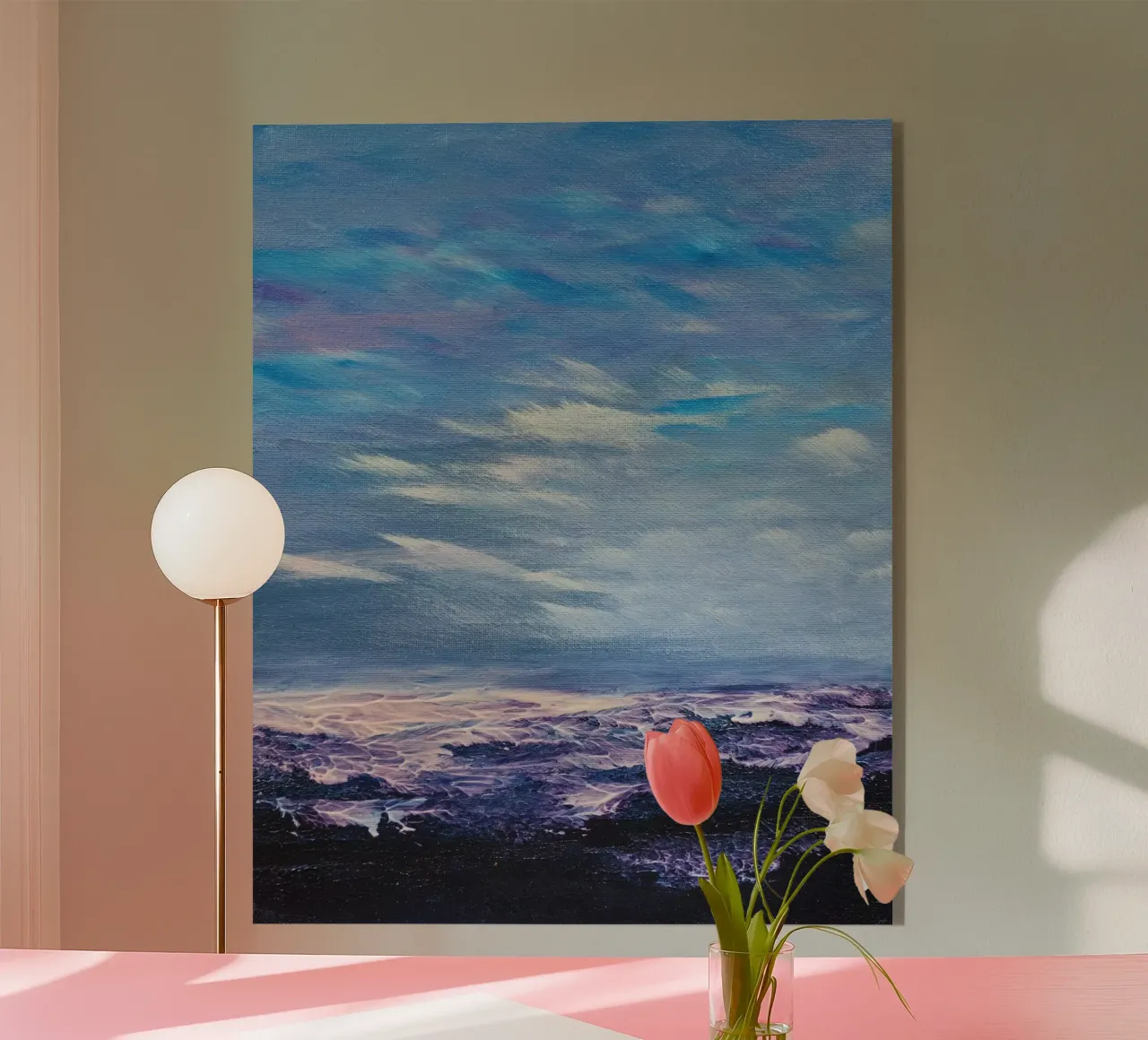 Paarse golven acryl van Bianca Dakli