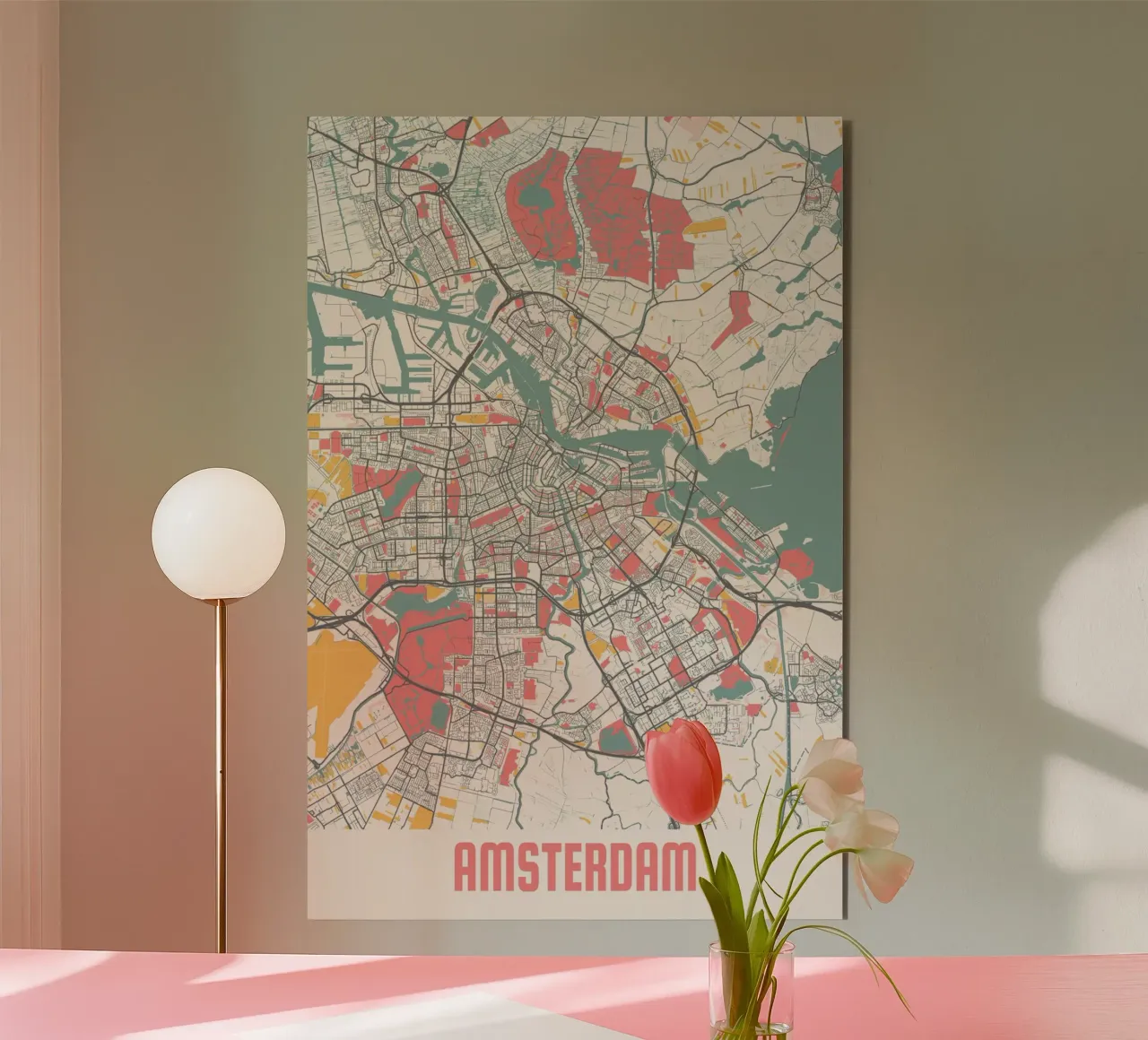 Amsterdam City Map - Stylish Art Print | FineArt Print alu-dibond by MOOODZART
