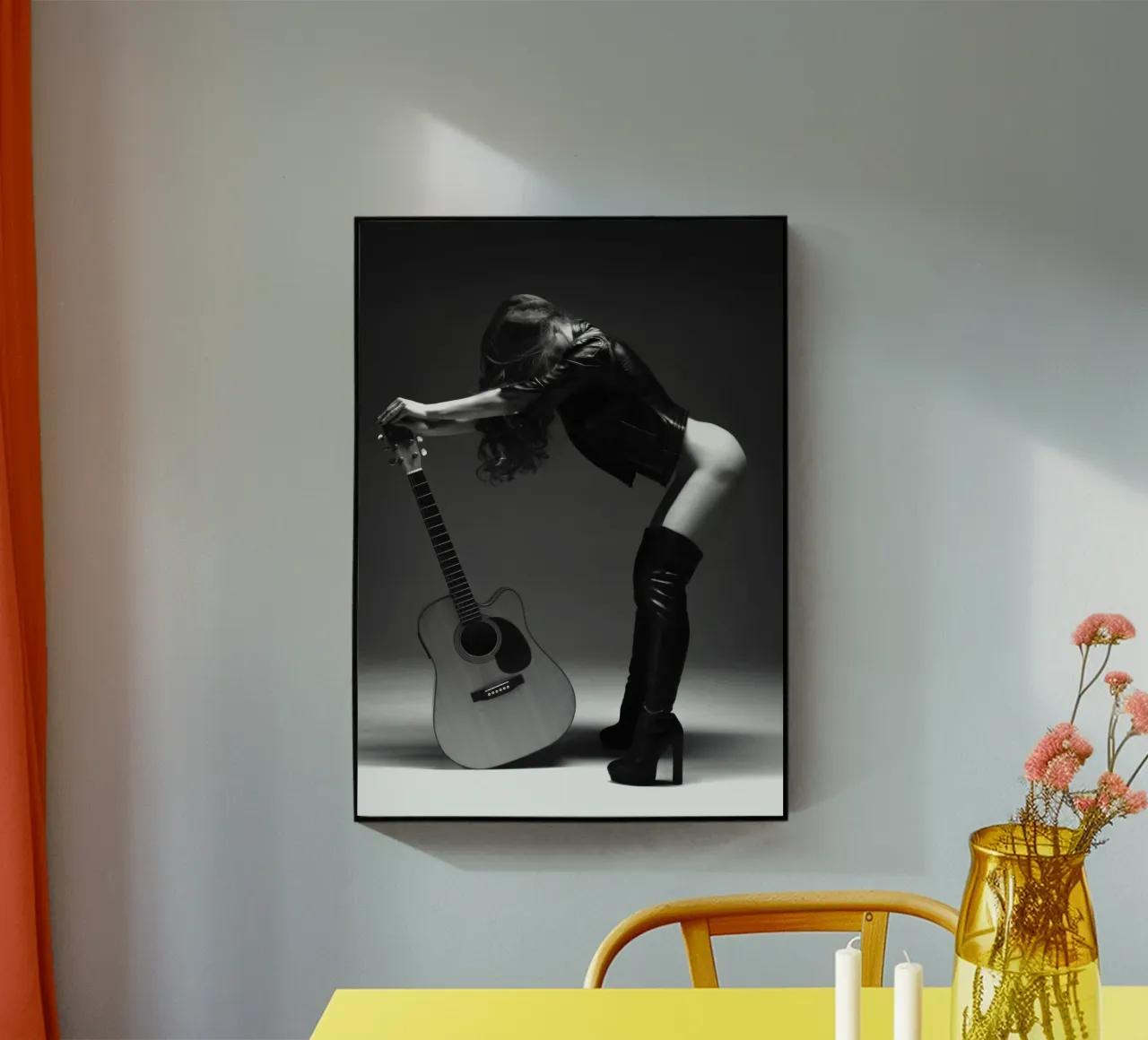 leather and strings acrylic glass by memory in photograph