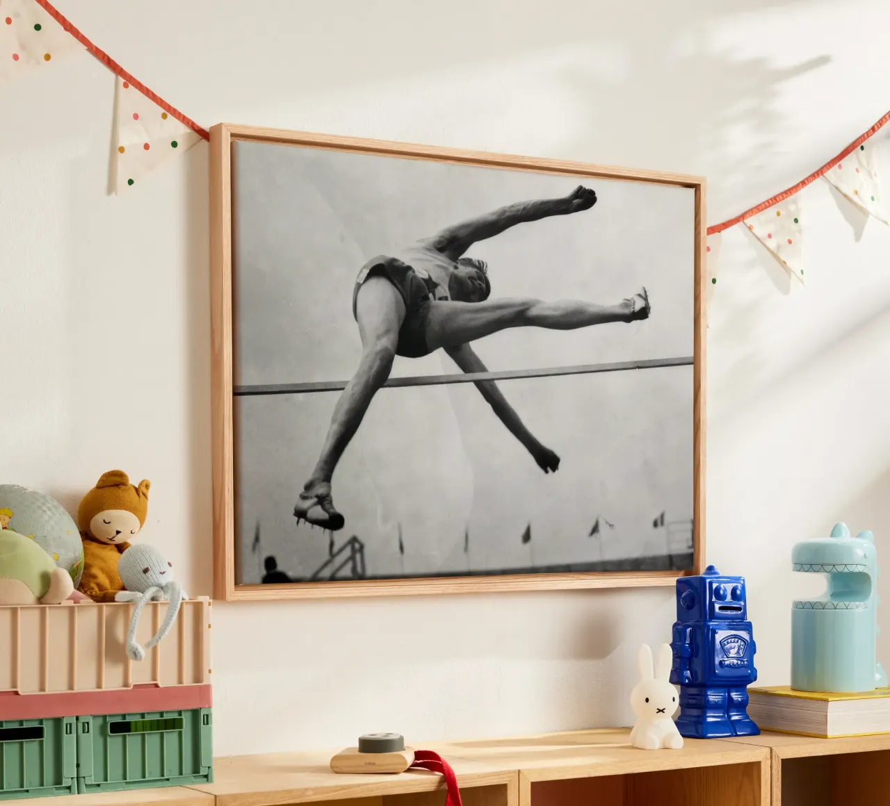 High jump practice acryl van clssical moment