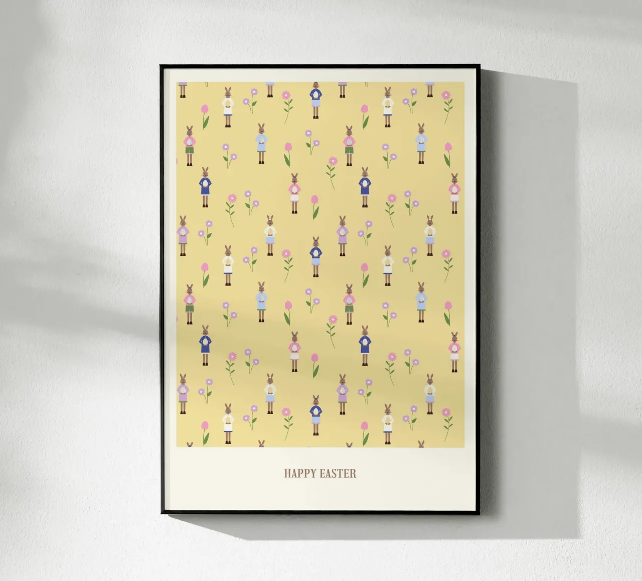 Happy Easter Pattern Yellow acryl van janamossmann