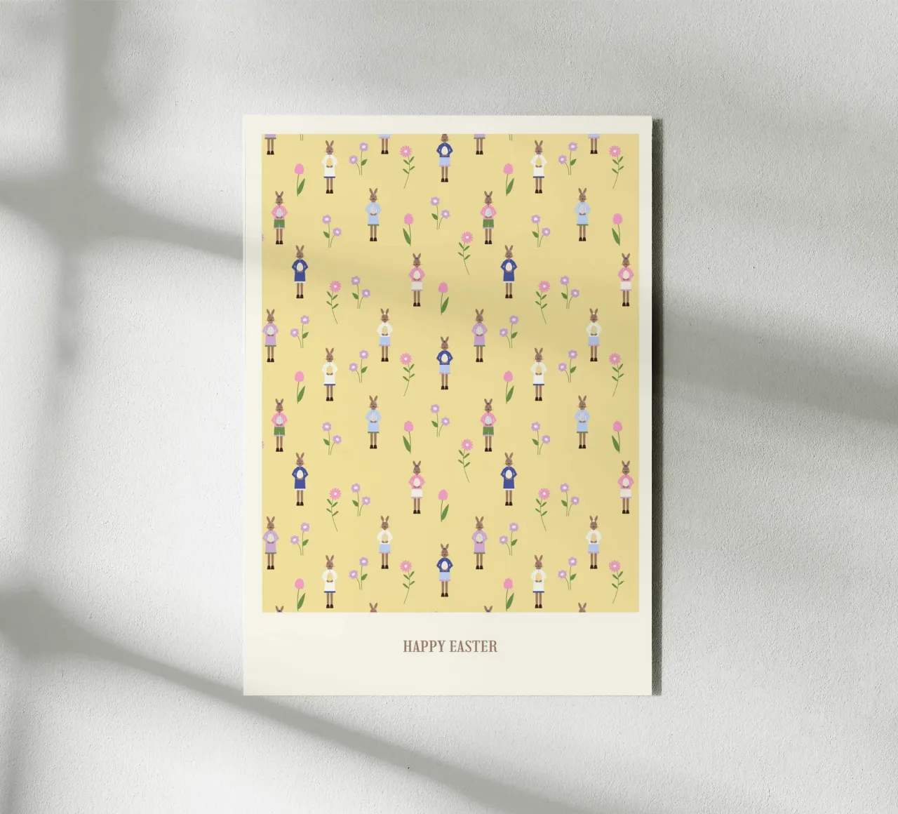 Happy Easter Pattern Yellow alluminio dibond da janamossmann