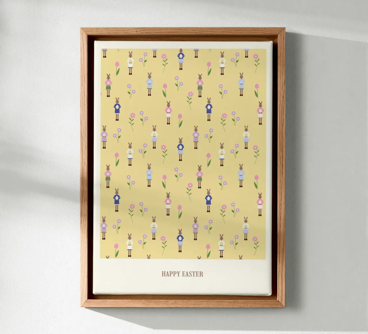 Happy Easter Pattern Yellow tela da janamossmann