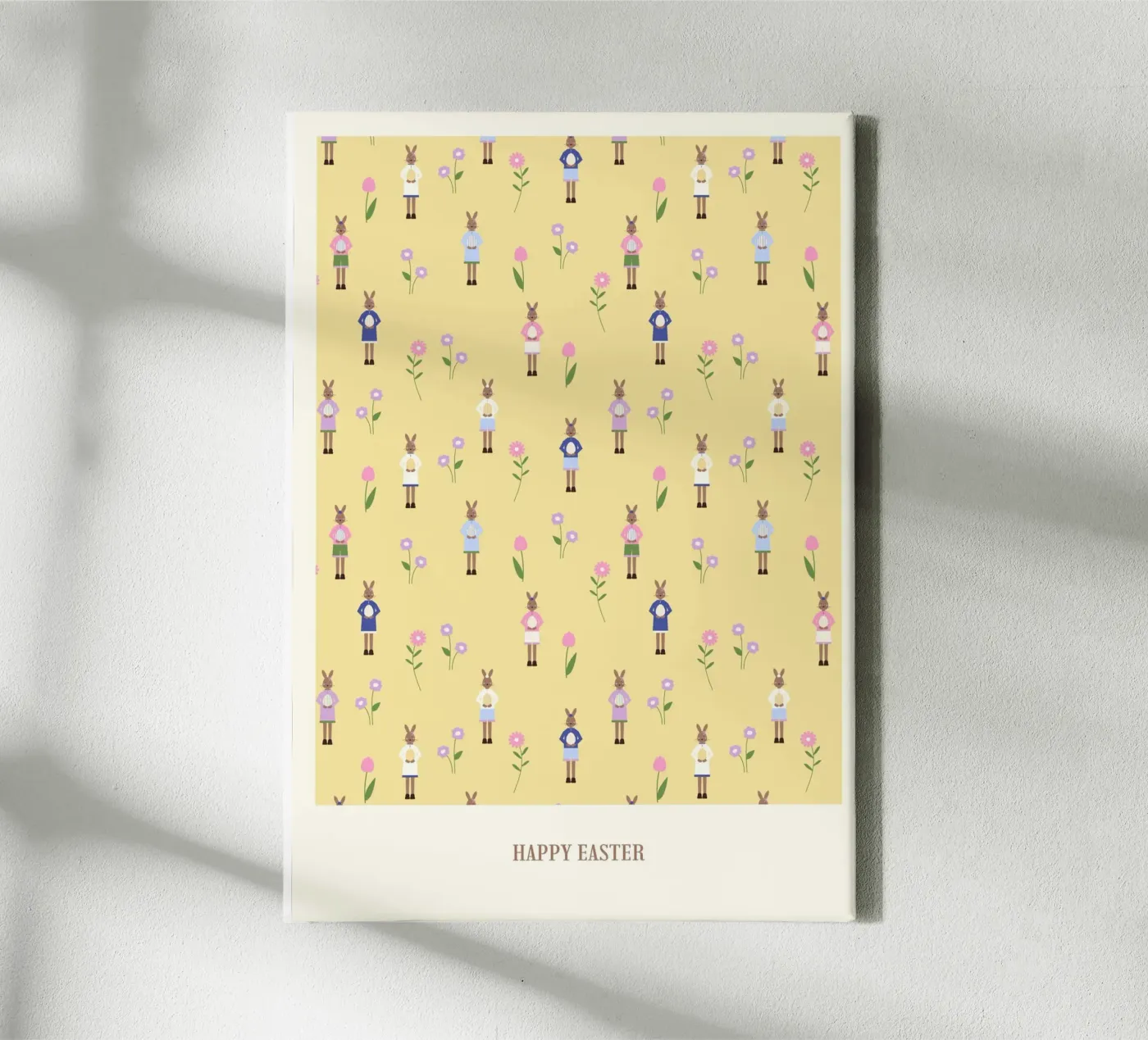 Happy Easter Pattern Yellow Leinwand von janamossmann