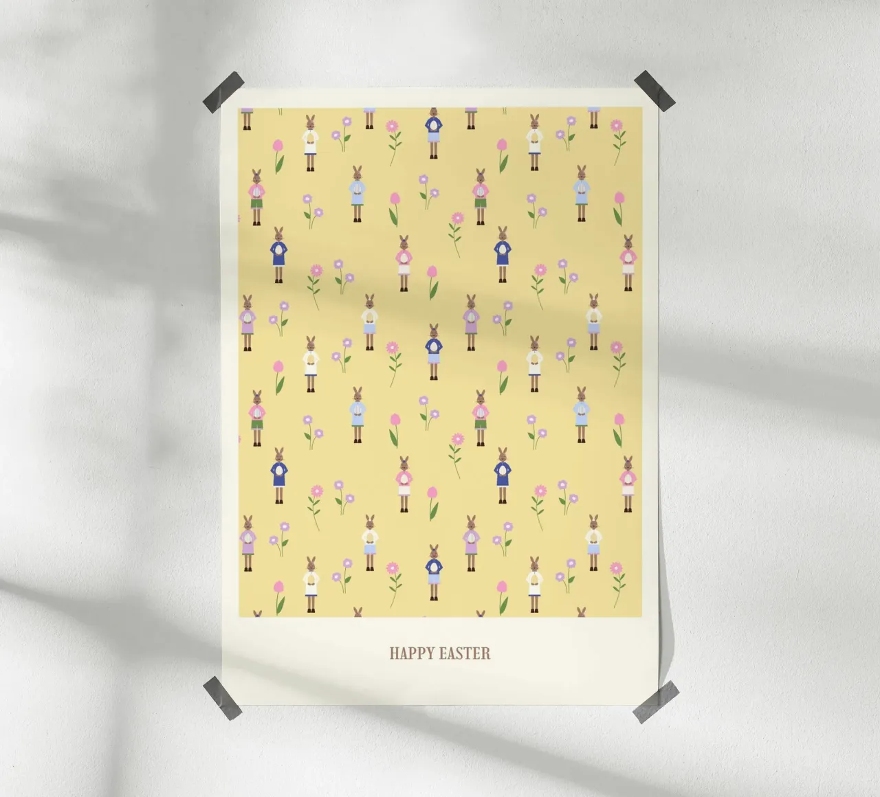 Happy Easter Pattern Yellow poster da janamossmann