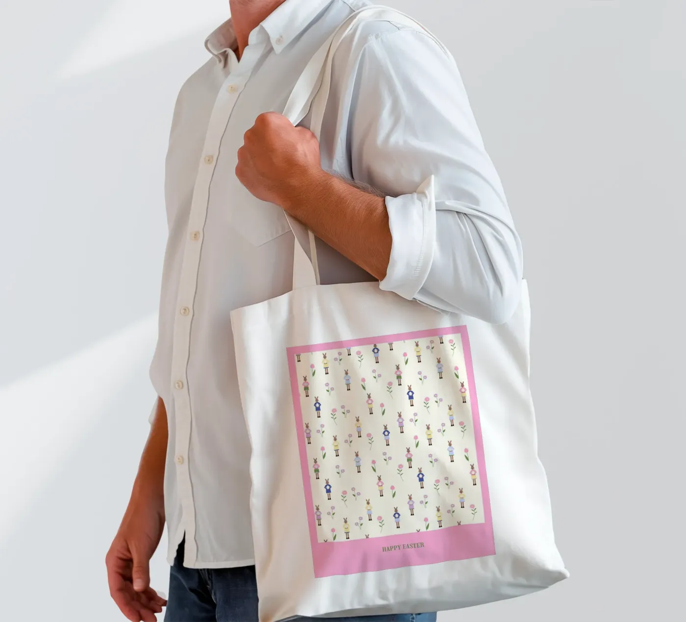 Happy Easter Pattern tote bag by janamossmann