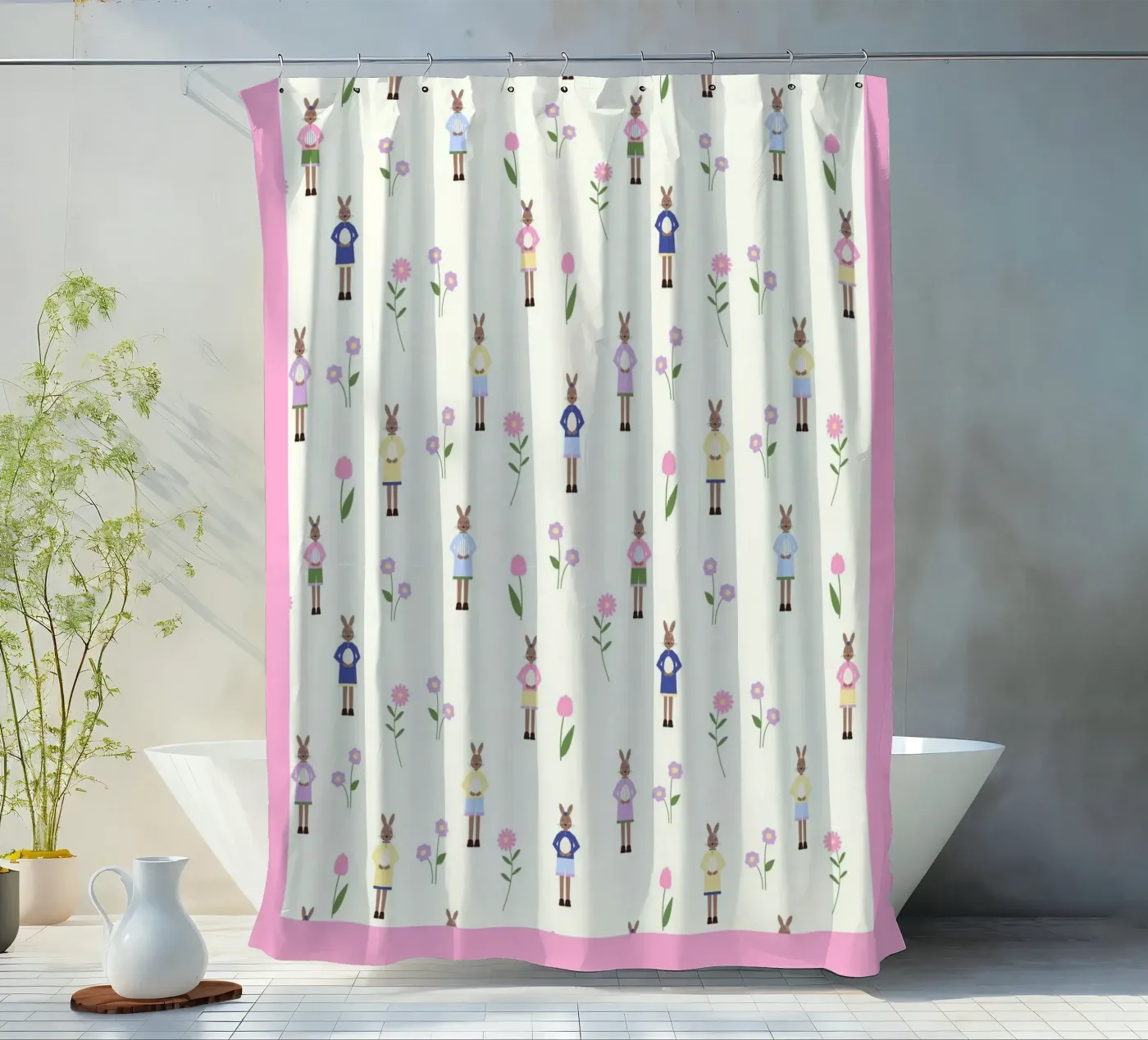 Happy Easter Pattern Duschvorhang von janamossmann