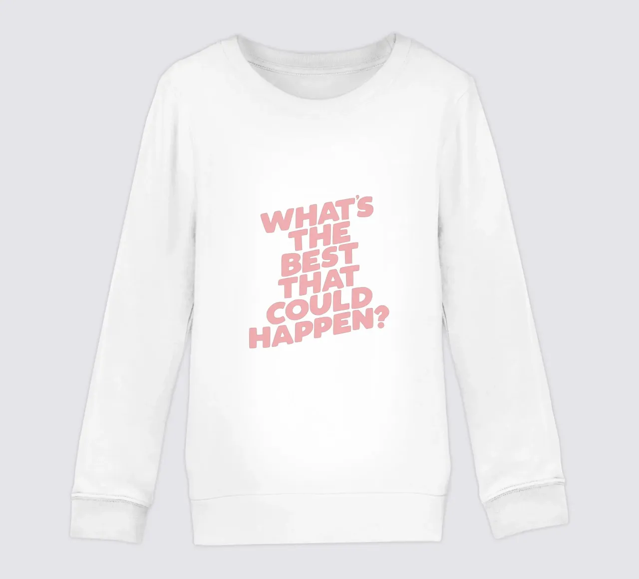 What's The Best That Could Happen Diseño tipográfico en azul sudadera para niño de THE MOTIVATED TYPE