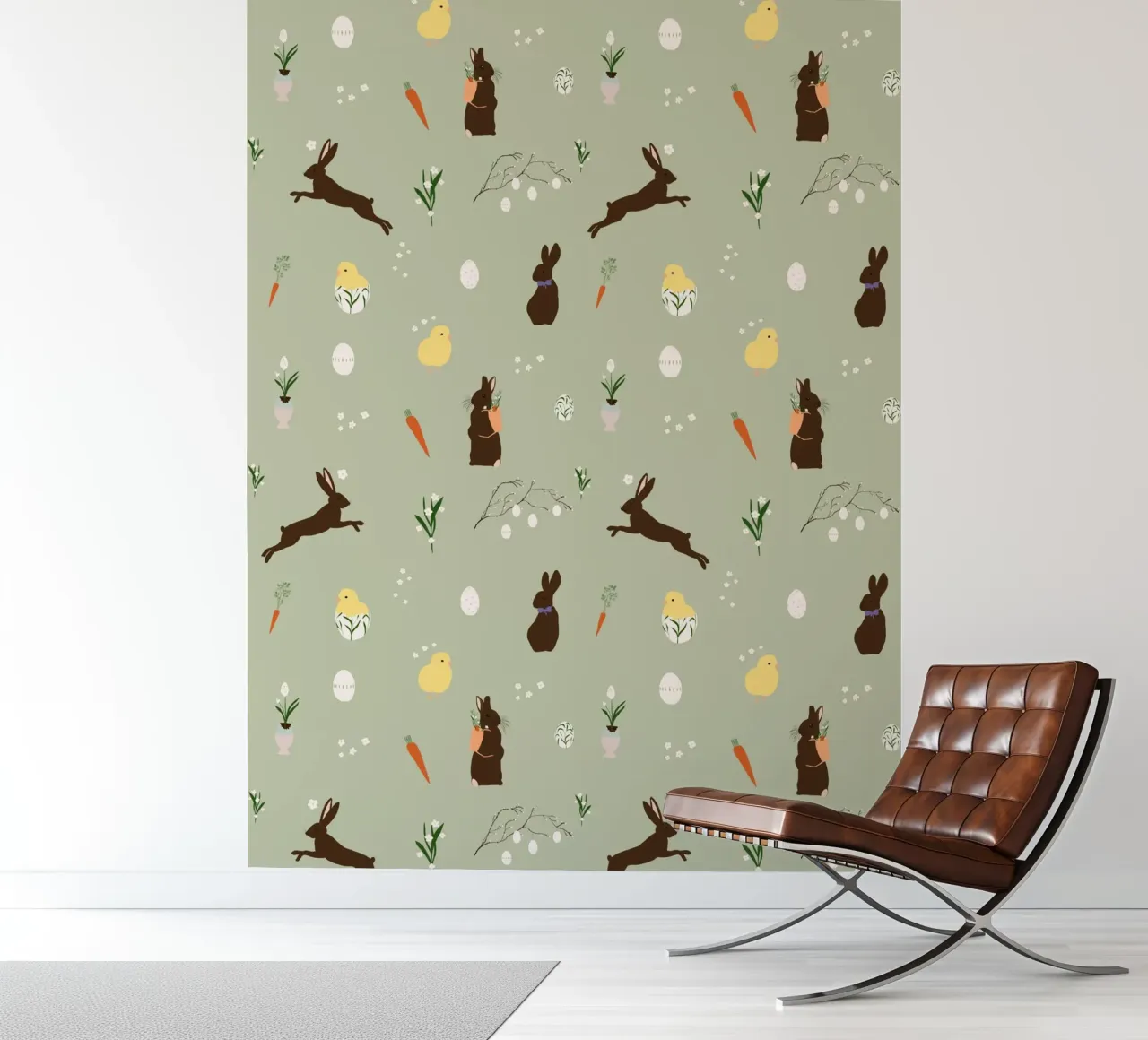 Paasmotief groen fotobehang van Sophie Augustin Illustration