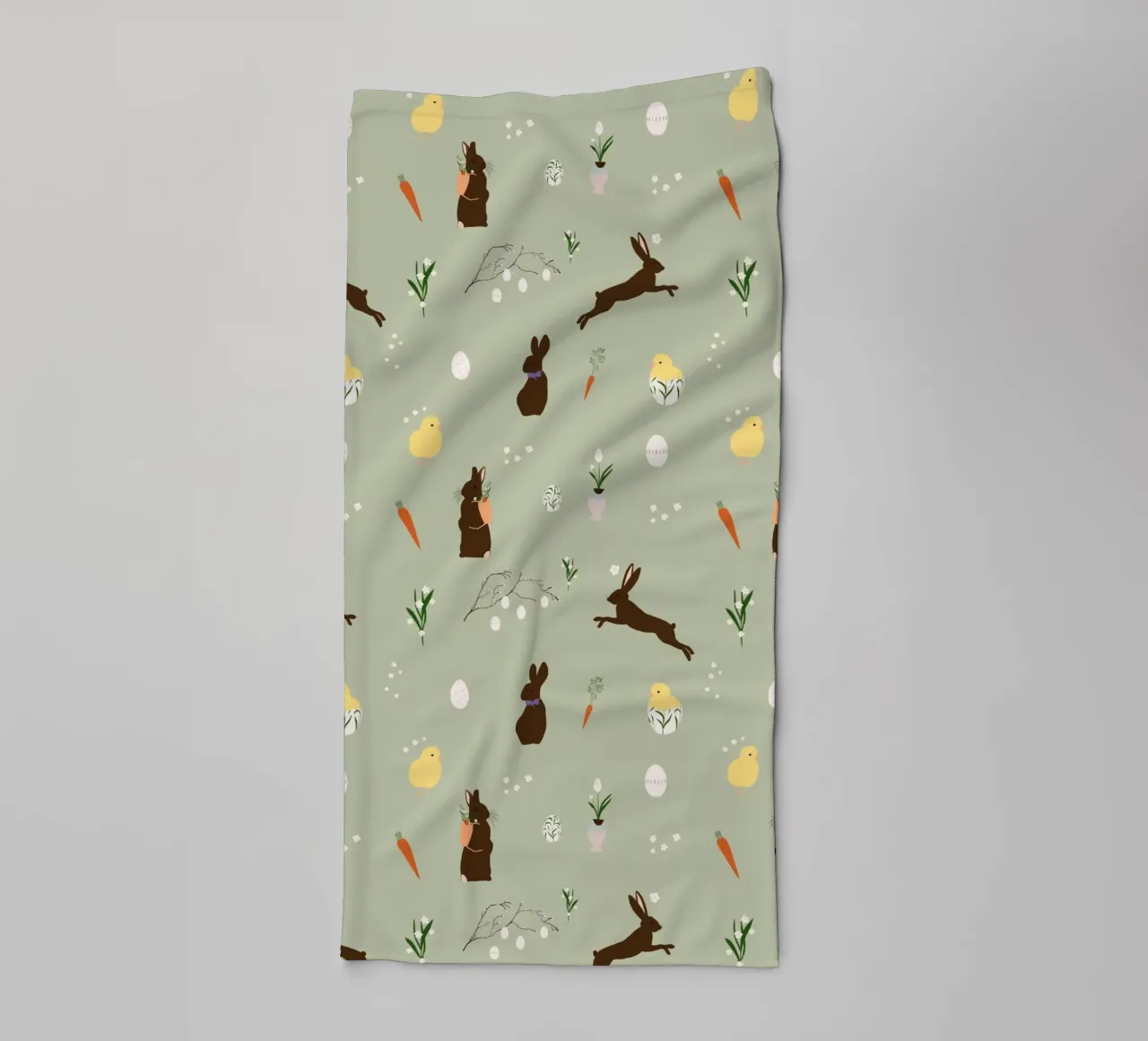 Paasmotief groen badhanddoek van Sophie Augustin Illustration