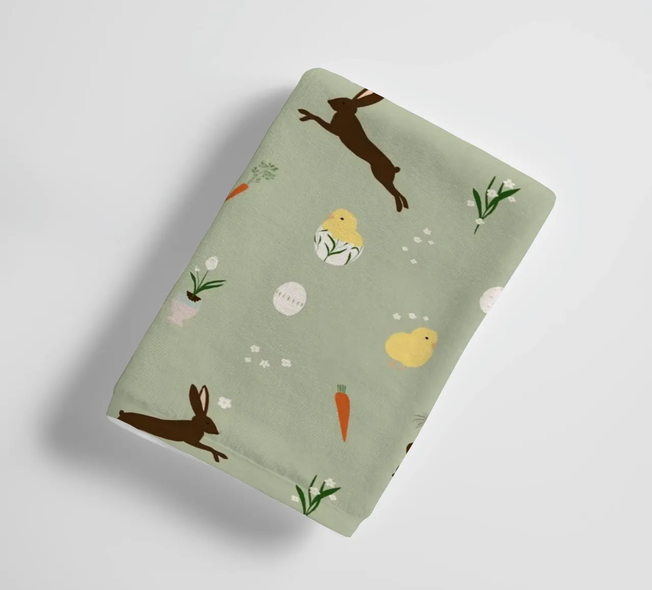 Paasmotief groen badhanddoek van Sophie Augustin Illustration