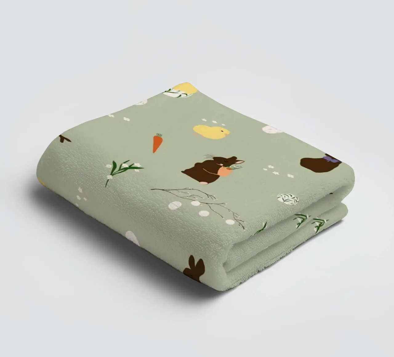 Paasmotief groen badhanddoek van Sophie Augustin Illustration