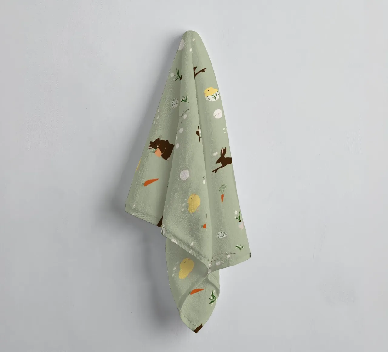 Paasmotief groen badhanddoek van Sophie Augustin Illustration