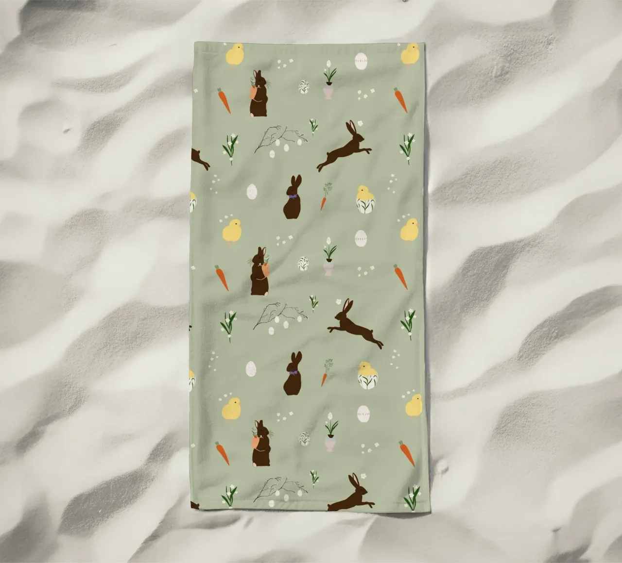 Easter Pattern Green telo mare da Sophie Augustin Illustration