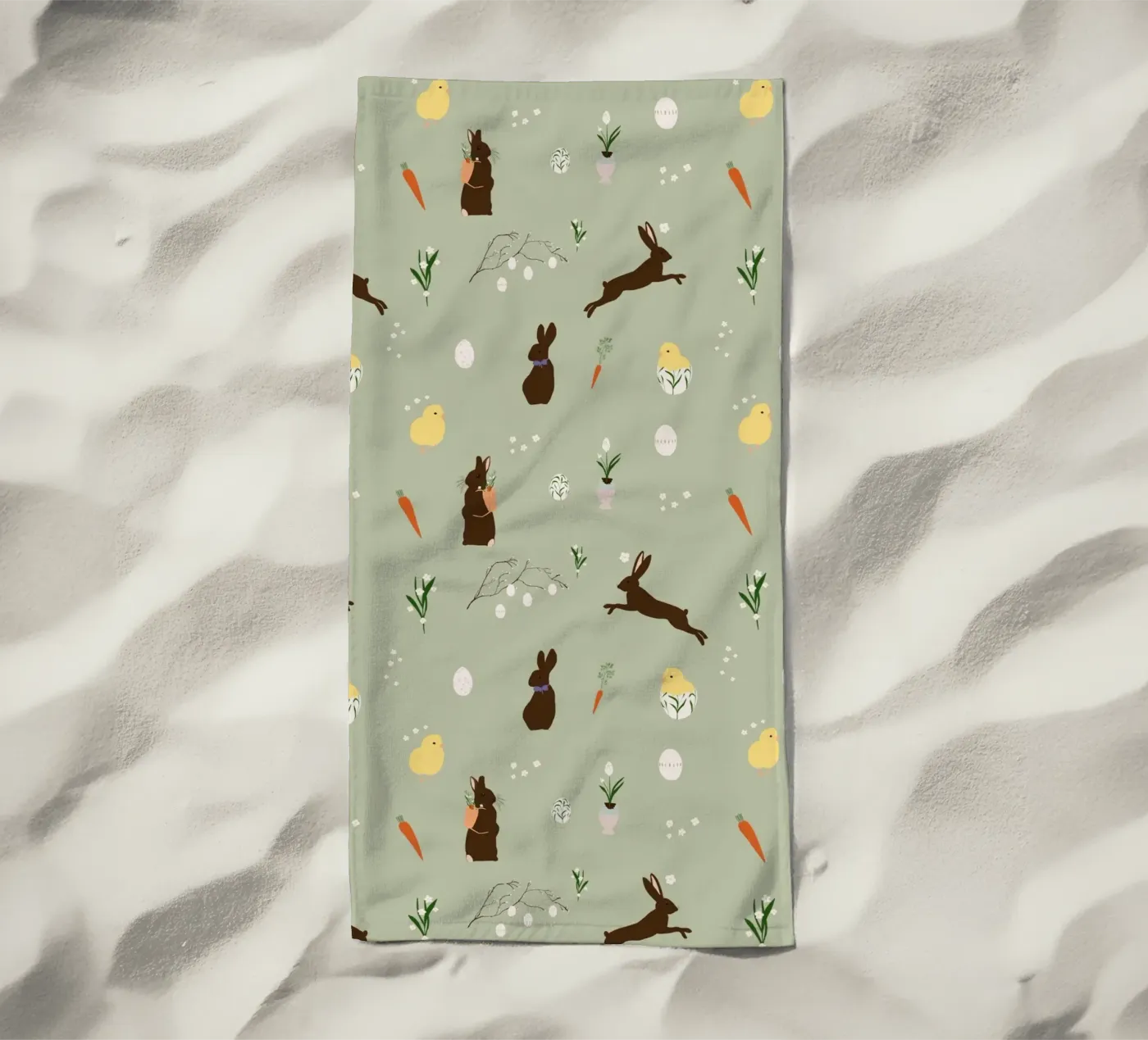 Easter Pattern Green strandhanddoek van Sophie Augustin Illustration