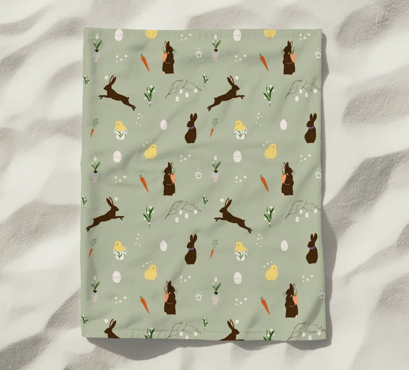 Easter Pattern Green strandhanddoek van Sophie Augustin Illustration