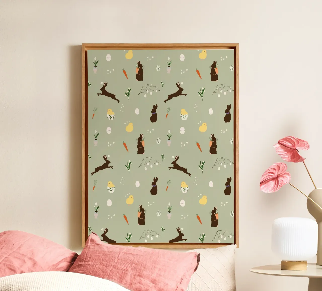 Pasqua motivo verde tela da Sophie Augustin Illustration