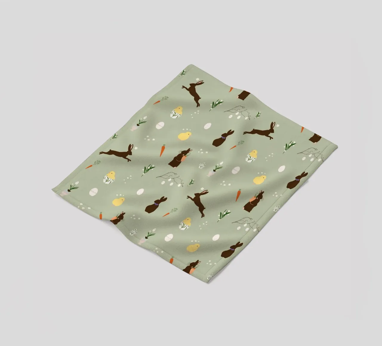 Easter Pattern Green Fleecedecke von Sophie Augustin Illustration