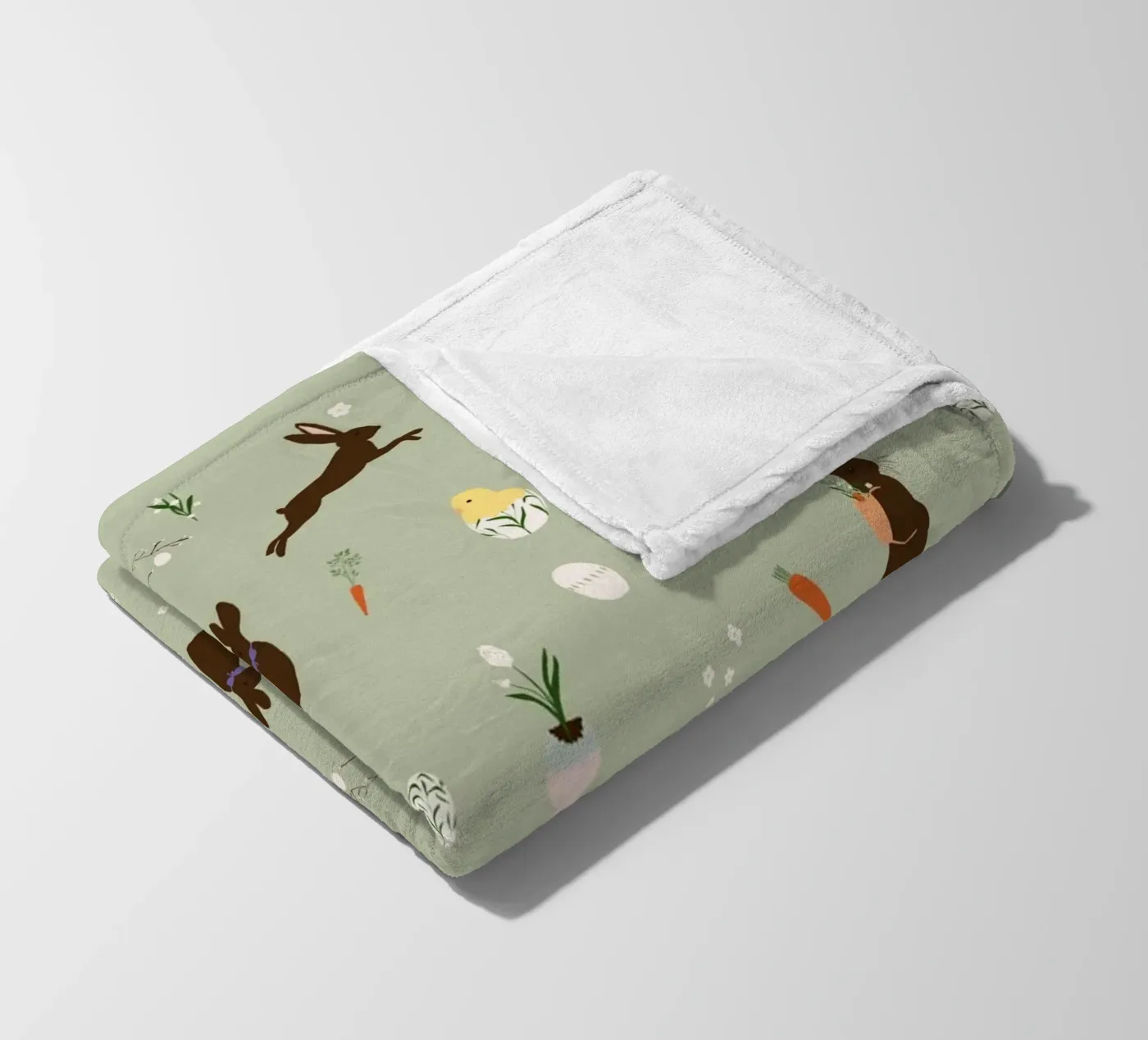 Easter Pattern Green fleece blanket by Sophie Augustin Illustration