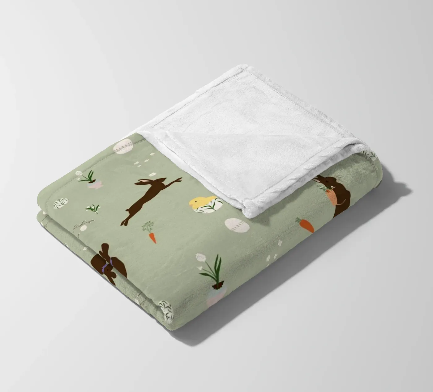 Easter Pattern Green fleece blanket by Sophie Augustin Illustration