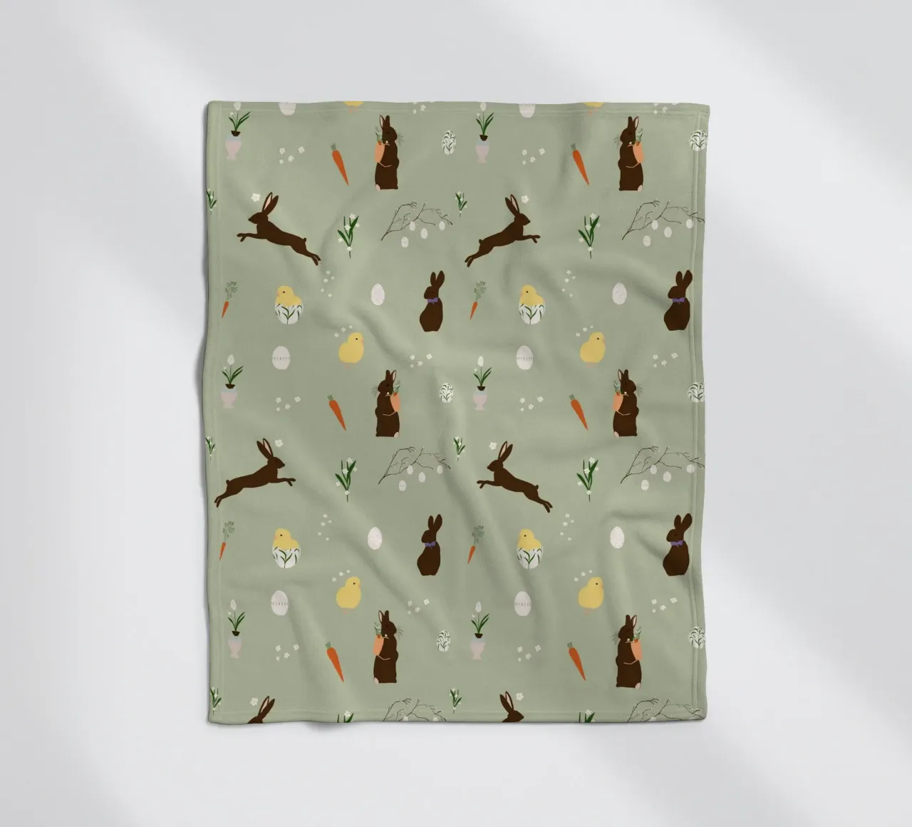 Easter Pattern Green Fleecedecke von Sophie Augustin Illustration