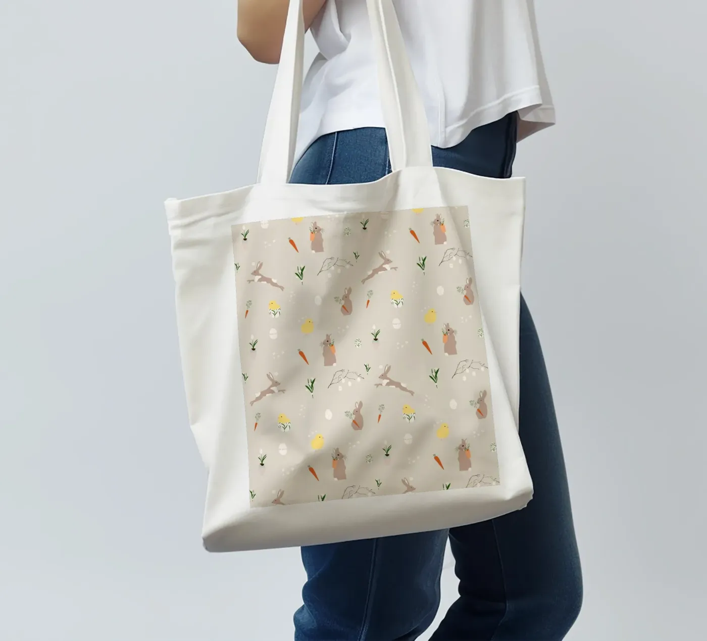 Ostern Muster Beige Jutebeutel von Sophie Augustin Illustration