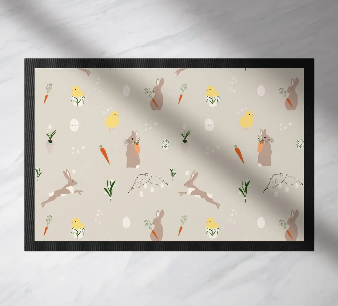 Easter pattern beige doormat by Sophie Augustin Illustration