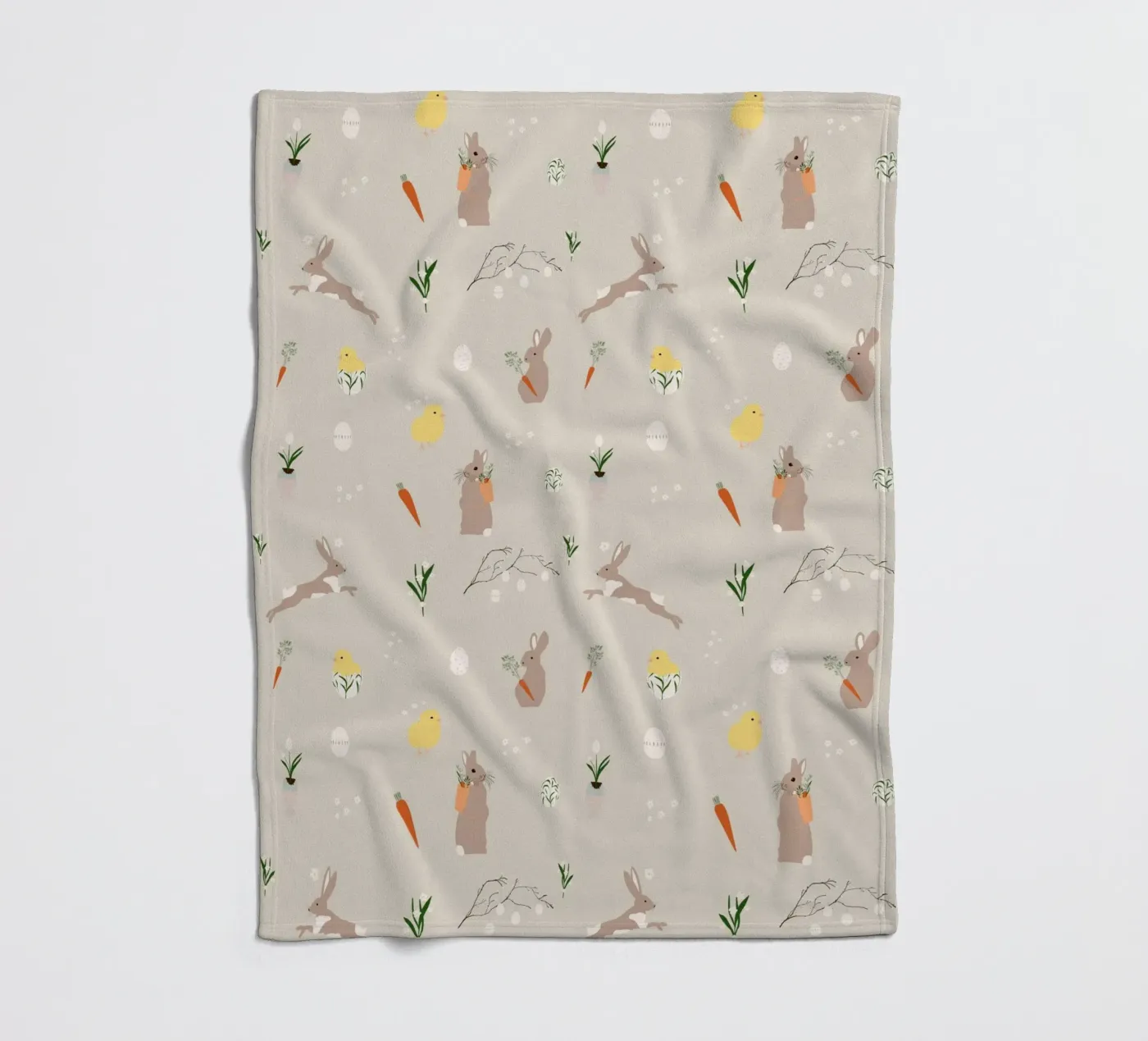 Easter pattern beige Fleecedecke von Sophie Augustin Illustration