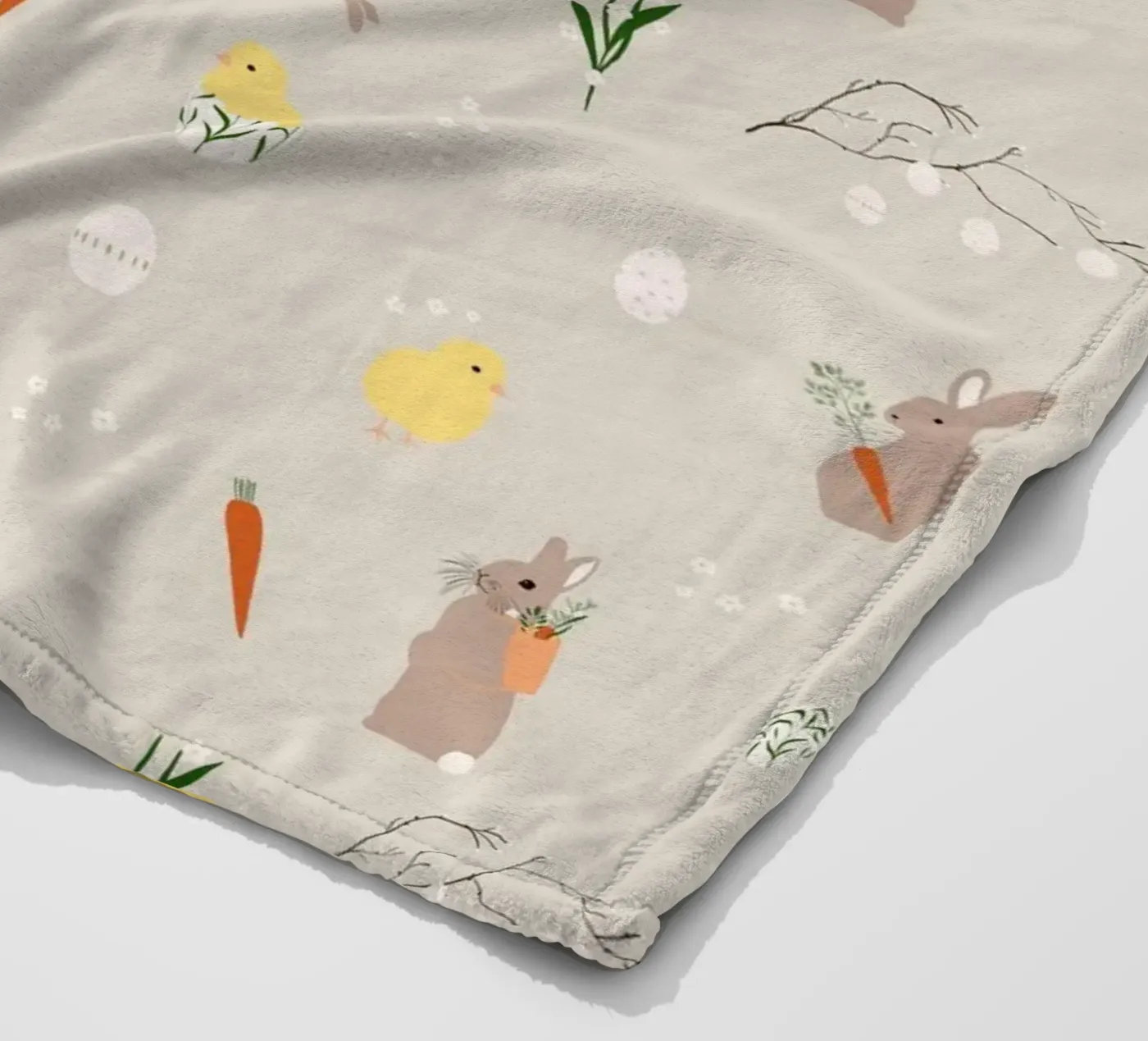 Easter pattern beige Fleecedecke von Sophie Augustin Illustration