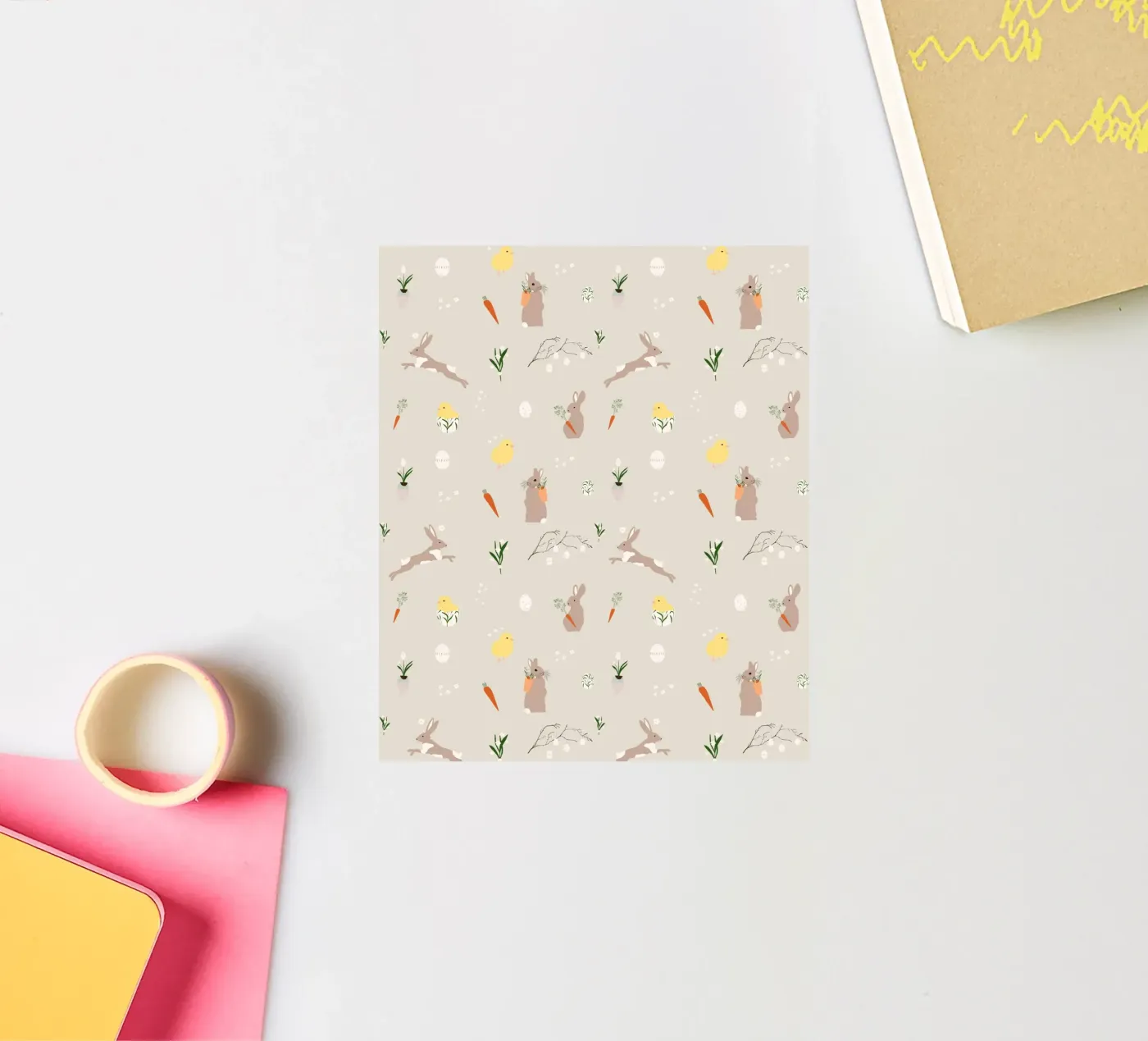 Easter pattern beige sticker by Sophie Augustin Illustration