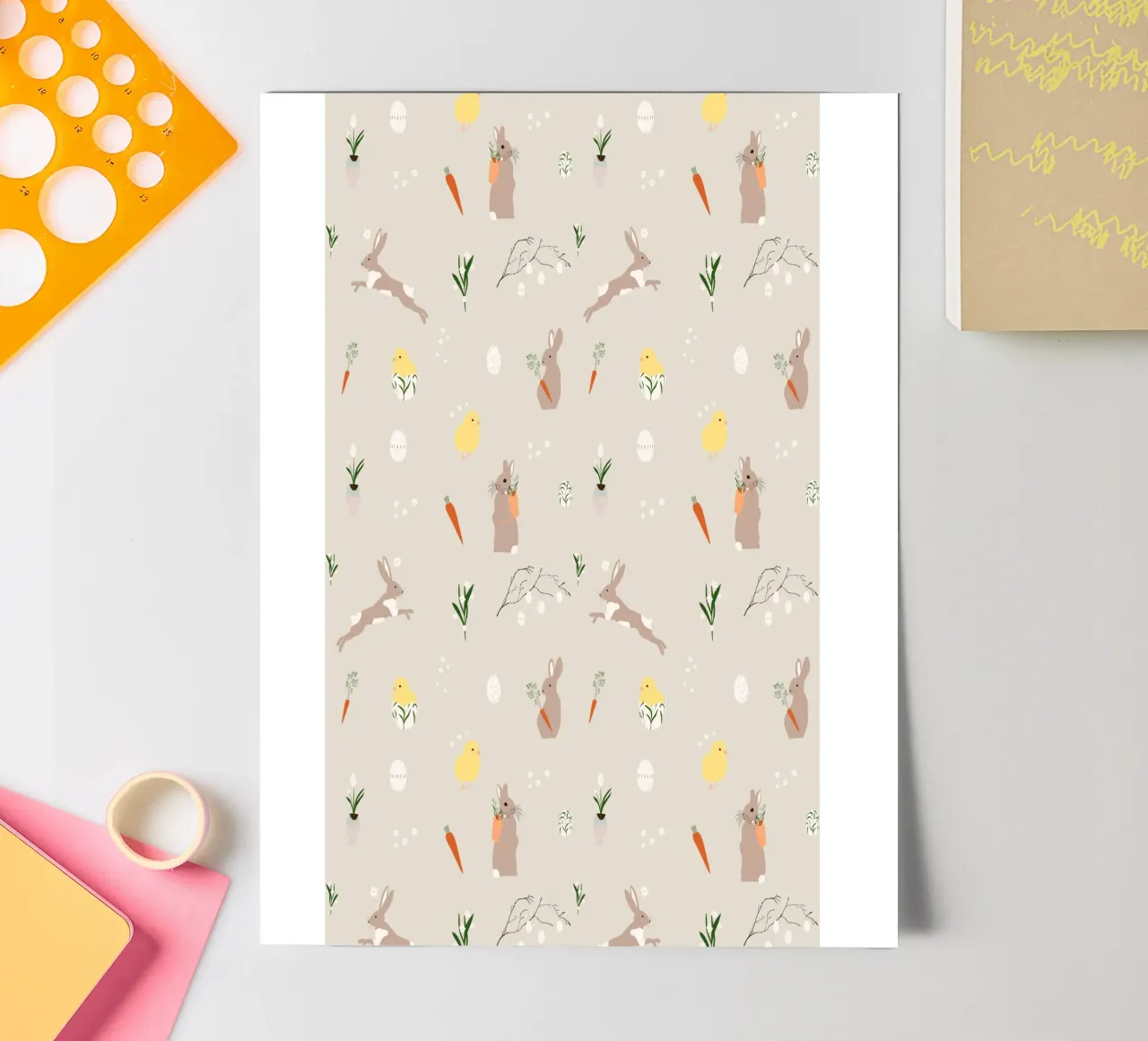 Paasmotief Beige stickervel van Sophie Augustin Illustration