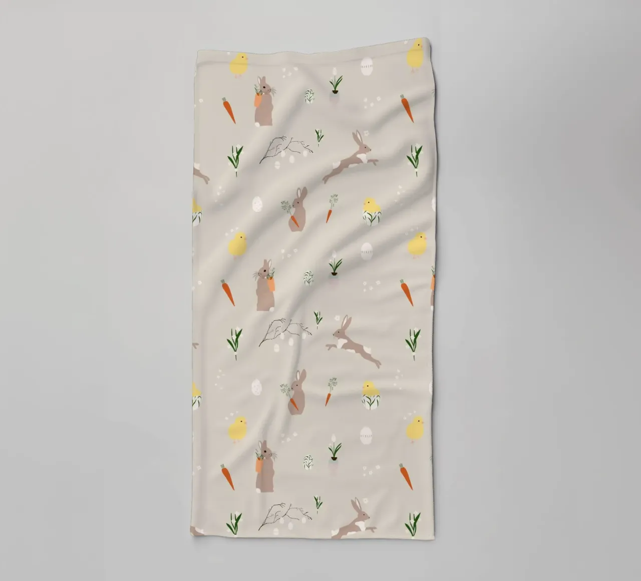 Easter pattern beige towel by Sophie Augustin Illustration