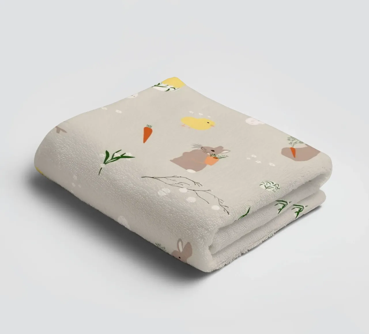 Easter pattern beige towel by Sophie Augustin Illustration