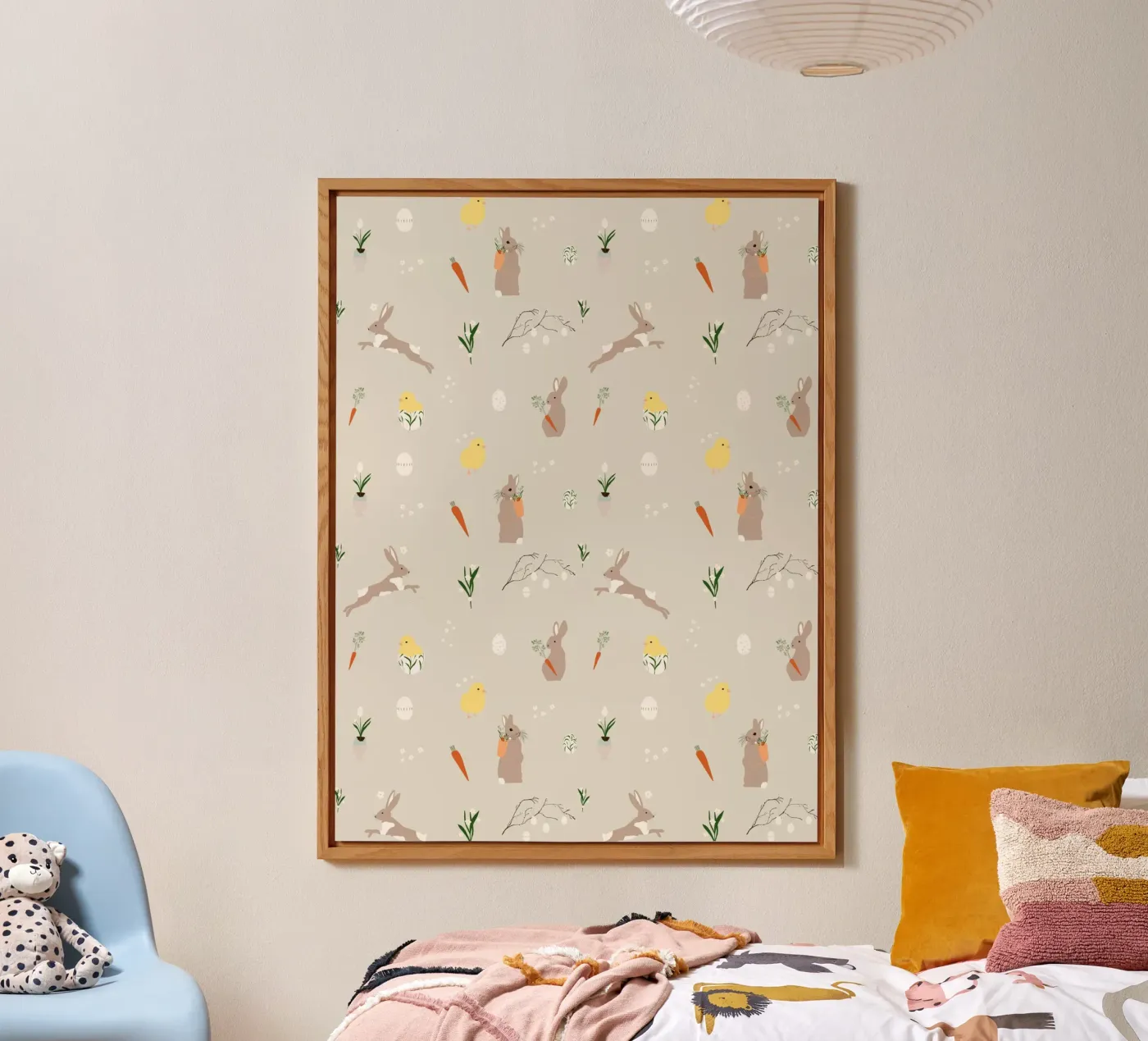 Easter pattern beige forex plate by Sophie Augustin Illustration