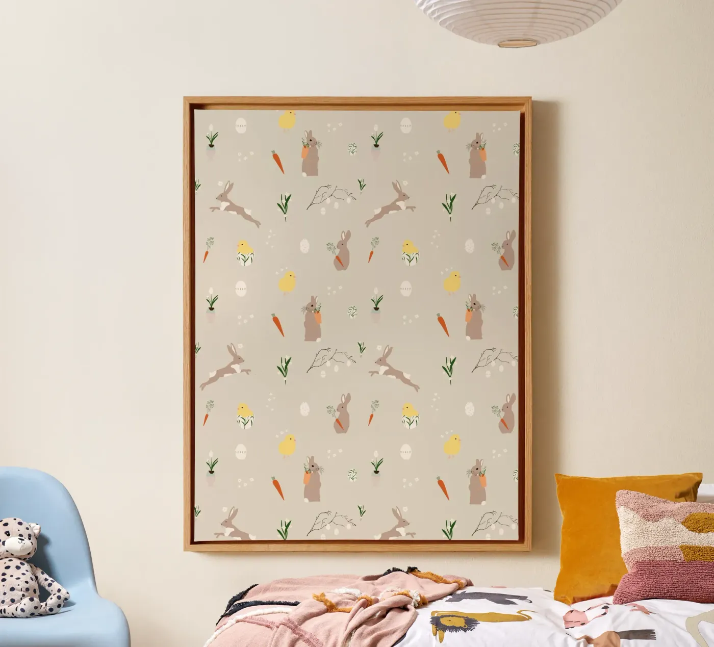 Easter pattern beige canvas by Sophie Augustin Illustration