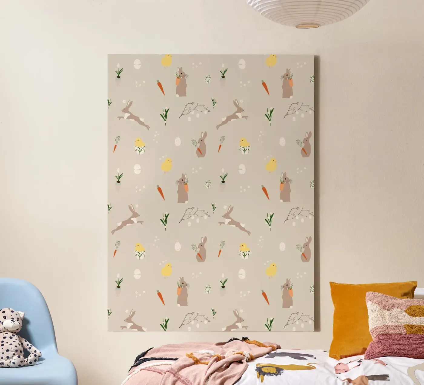 Easter pattern beige canvas by Sophie Augustin Illustration