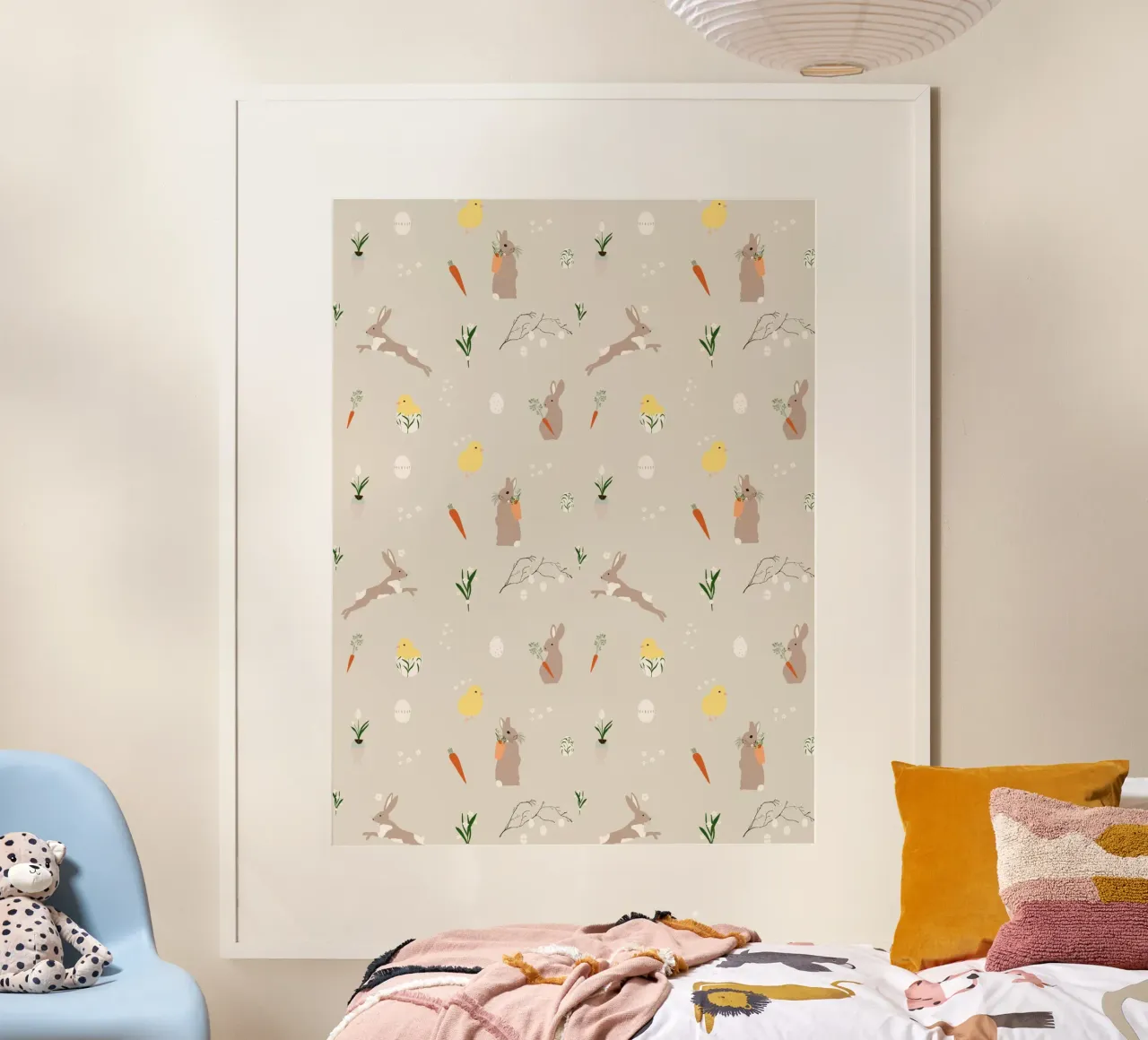 Easter pattern beige poster van Sophie Augustin Illustration