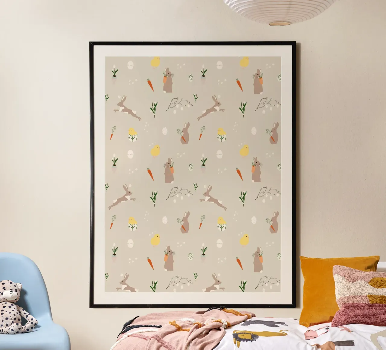 Easter pattern beige poster van Sophie Augustin Illustration