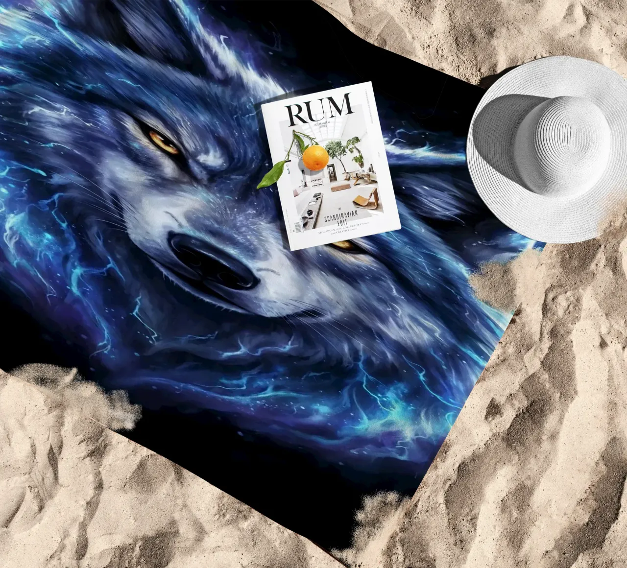 Electrical Wolf beach towel by LM2Kone III