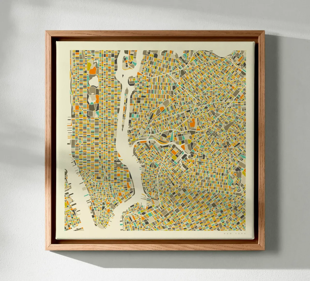 New York Map tela con Cornice a cassetta da Jazzberry Blue