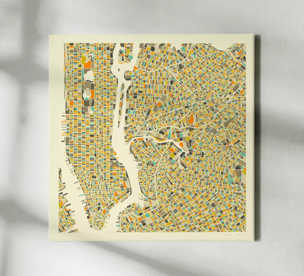 New York Map tela con Cornice a cassetta da Jazzberry Blue