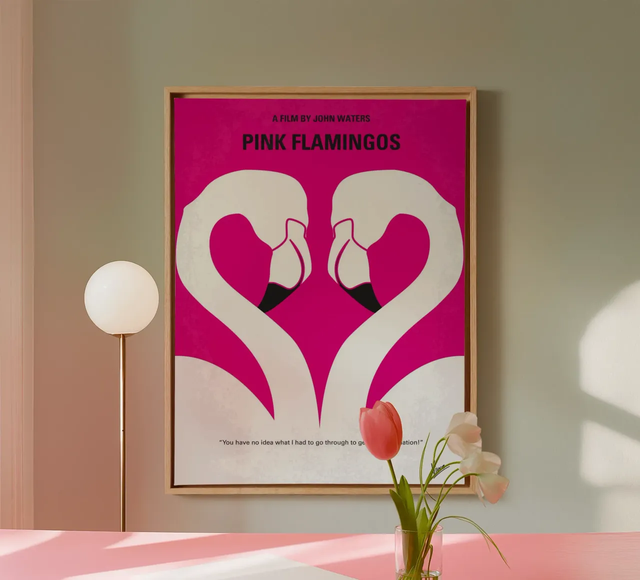 No142 My PINK FLAMINGOS minimal movie poster tela con Cornice a cassetta da Chungkong