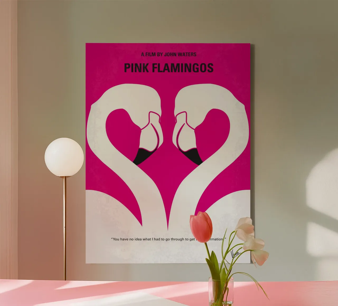 No142 My PINK FLAMINGOS minimal movie poster tela con Cornice a cassetta da Chungkong