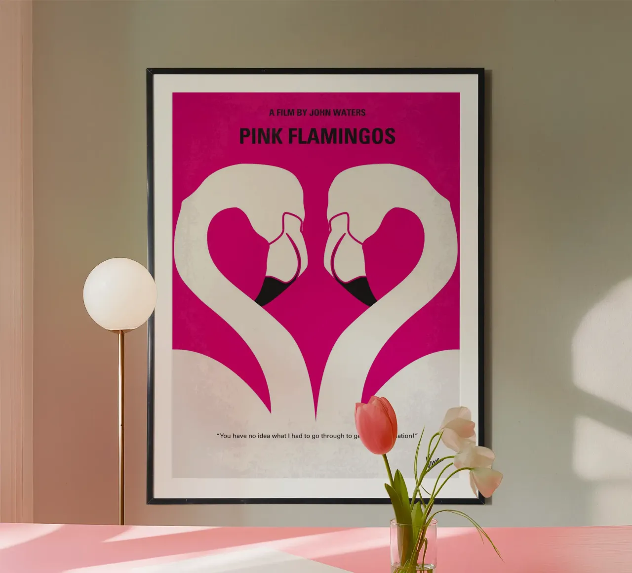 No142 My PINK FLAMINGOS minimal movie poster poster con telaio in alluminio da Chungkong
