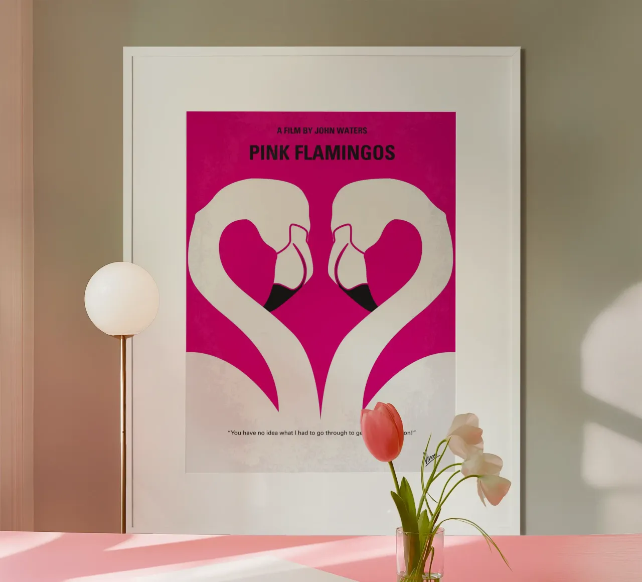 No142 My PINK FLAMINGOS minimal movie poster poster con telaio in alluminio da Chungkong