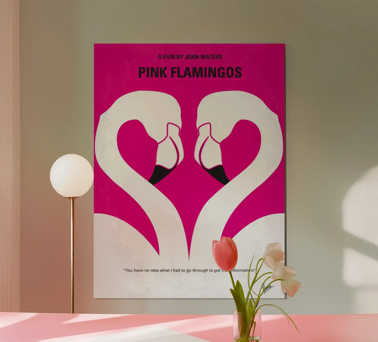 No142 My PINK FLAMINGOS minimal movie poster poster con telaio in alluminio da Chungkong